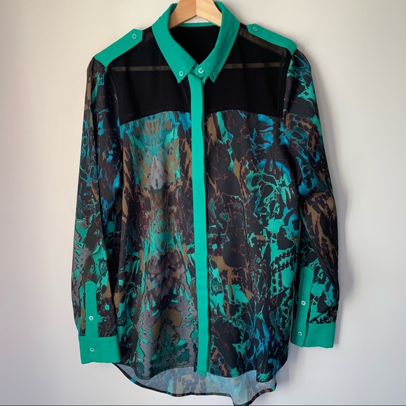 ABS Allen Schwartz Button Down LongSleeve Top Collar Womens Size 8 - Picture 6 of 6